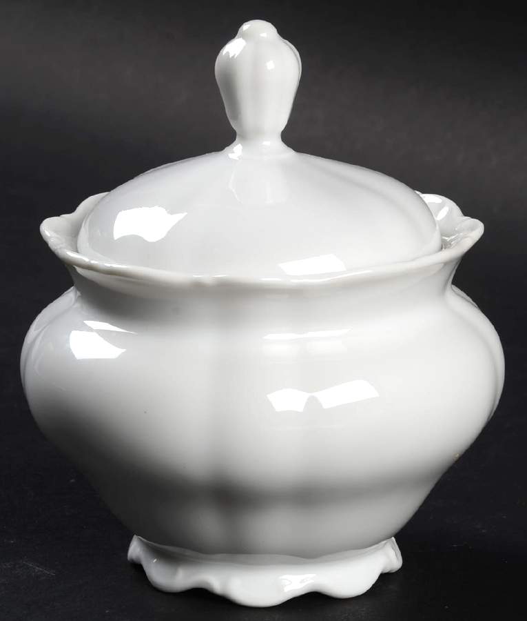 Theresia White Sugar Bowl & Lid by Seltmann-1