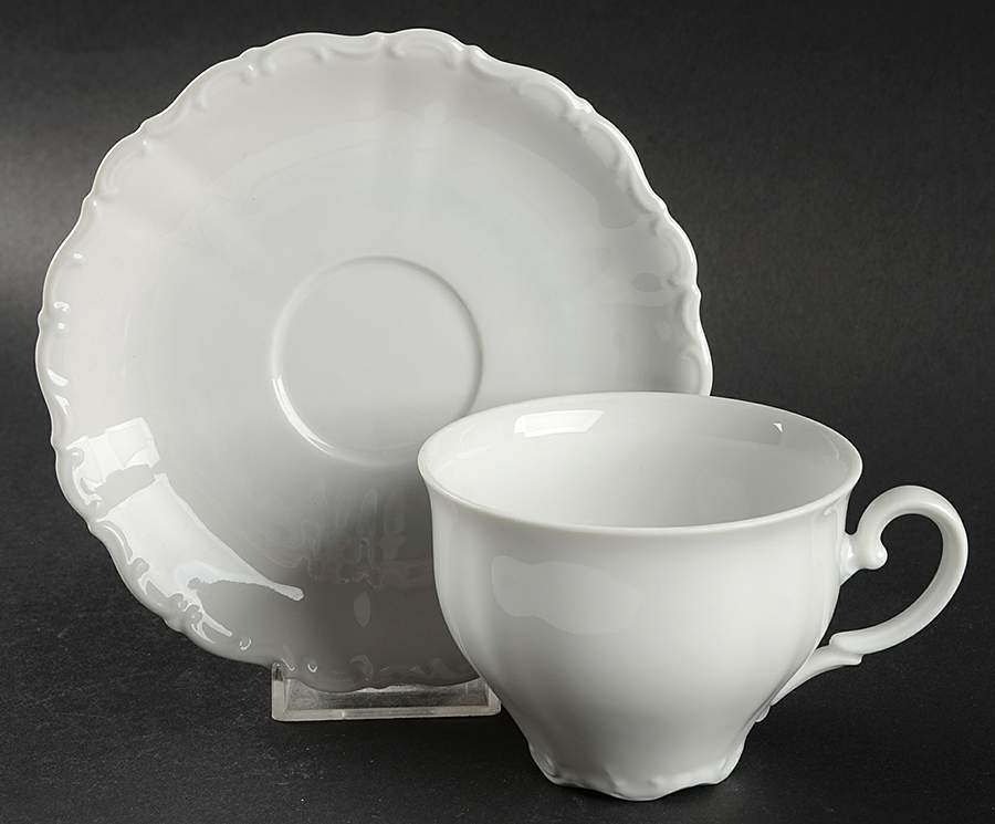 Theresia White Flat Cup & Saucer Set by Seltmann-1