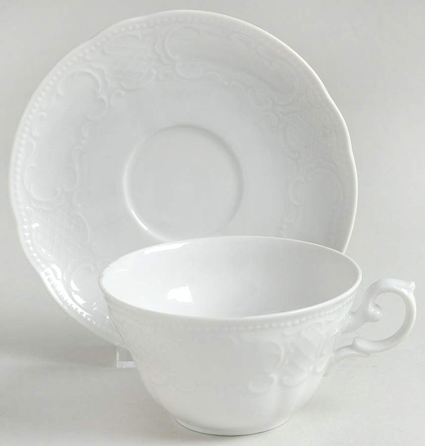 Vienna White Flat Cup & Saucer Set by Seltmann-1