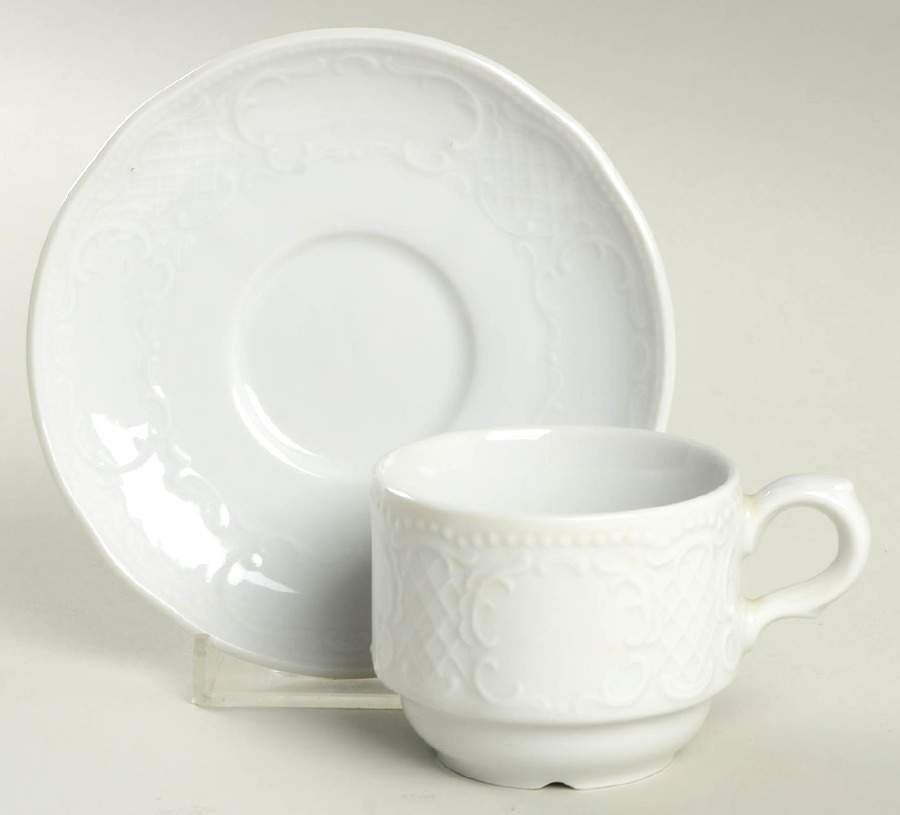 Vienna White Flat Demitasse Cup & Saucer Set by Seltmann-1