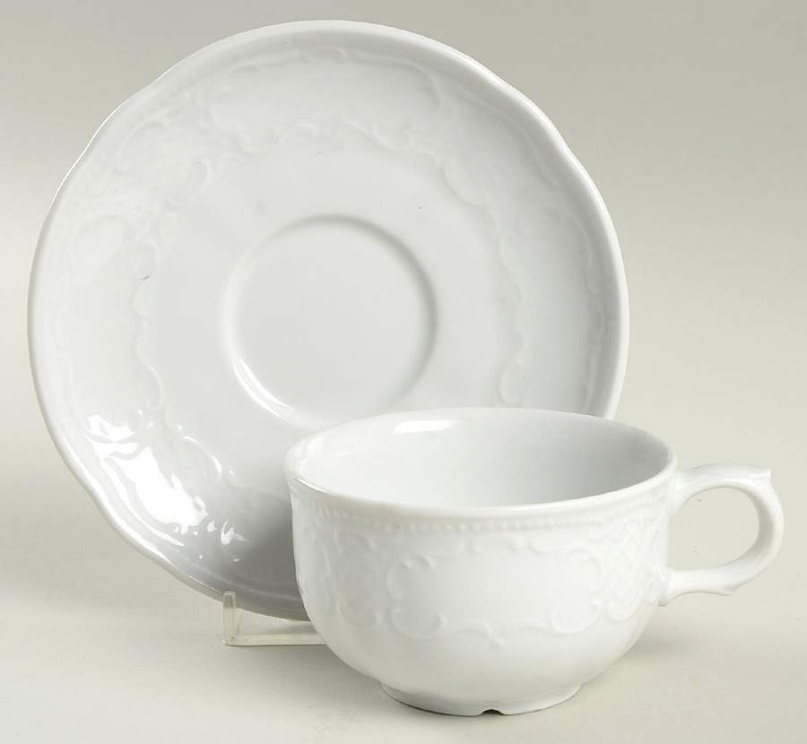 Vienna White Flat Cup & Saucer Set by Seltmann-1