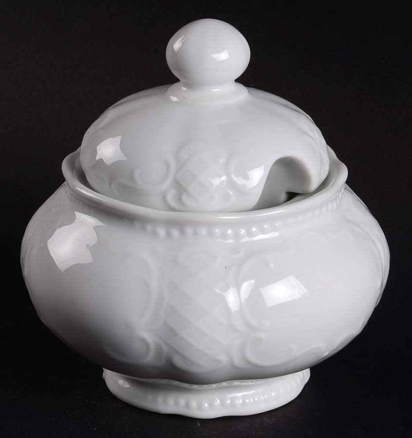 Vienna White Sugar Bowl & Lid by Seltmann-1