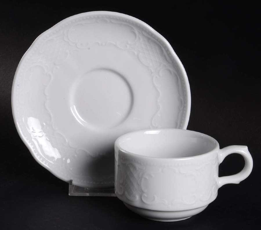Vienna White Flat Cup & Saucer Set by Seltmann-1