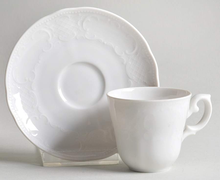 Vienna White Flat Demitasse Cup & Saucer Set by Seltmann-1