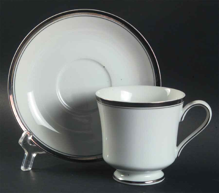 Tudor Black Footed Cup & Saucer Set by Sandalwood-1