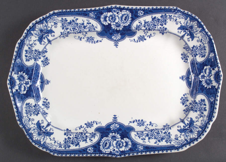 Melba Blue 18" Oval Serving Platter by Stanley Pottery -1