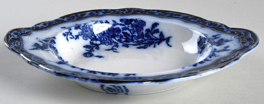 Touraine (Flow Blue) Round Butter No Lid by Stanley Pottery -1