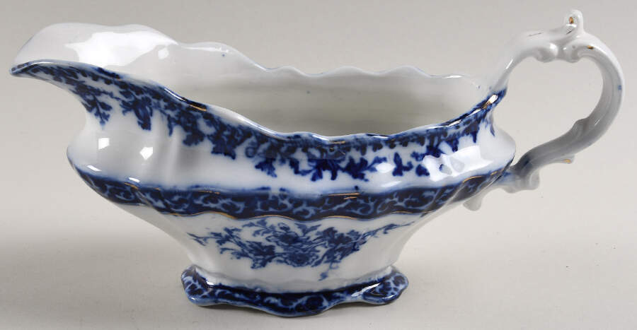 Touraine (Flow Blue) Gravy Boat by Stanley Pottery -1