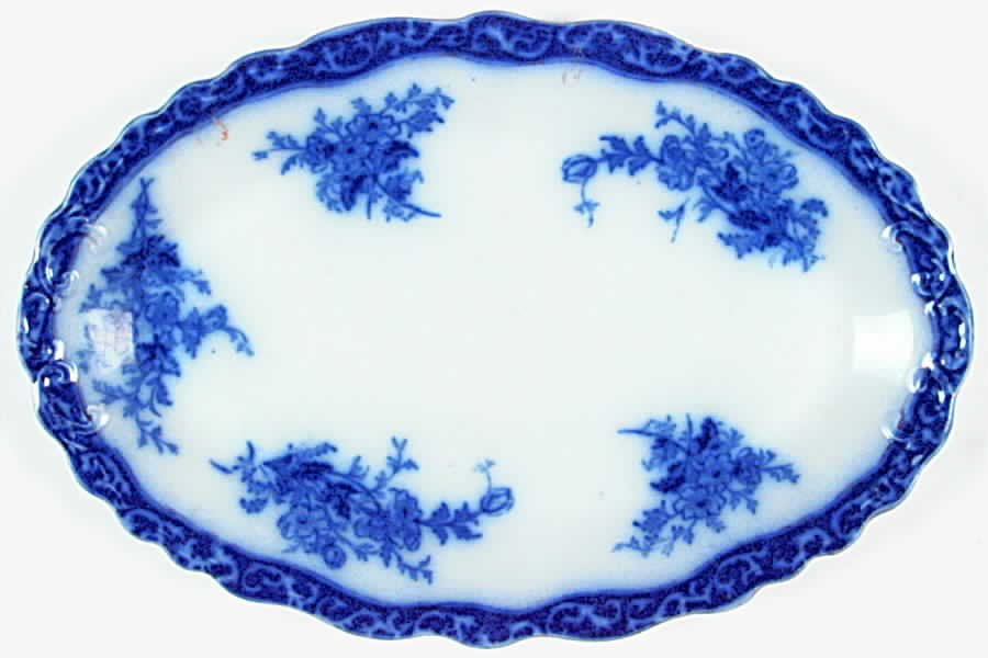 Touraine (Flow Blue) 10" Oval Serving Platter by Stanley Pottery -1