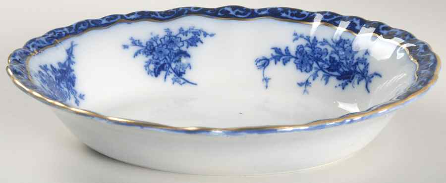 Touraine (Flow Blue) 9" Oval Vegetable Bowl by Stanley Pottery -1
