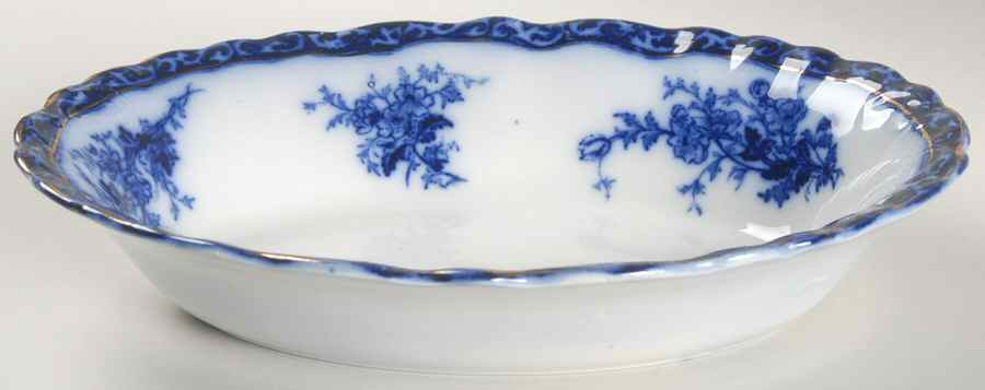 Touraine (Flow Blue) 9" Oval Vegetable Bowl by Stanley Pottery -1