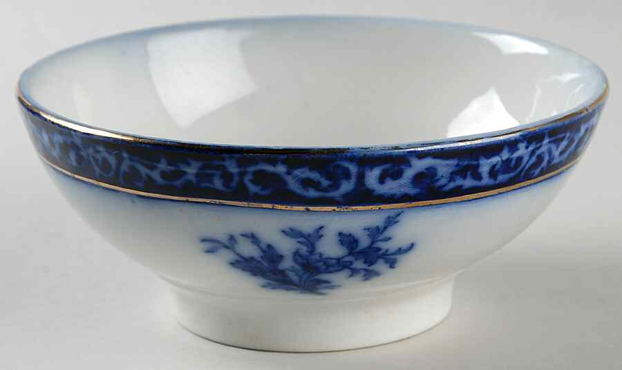 Touraine (Flow Blue) Footed Soup Bowl by Stanley Pottery -1