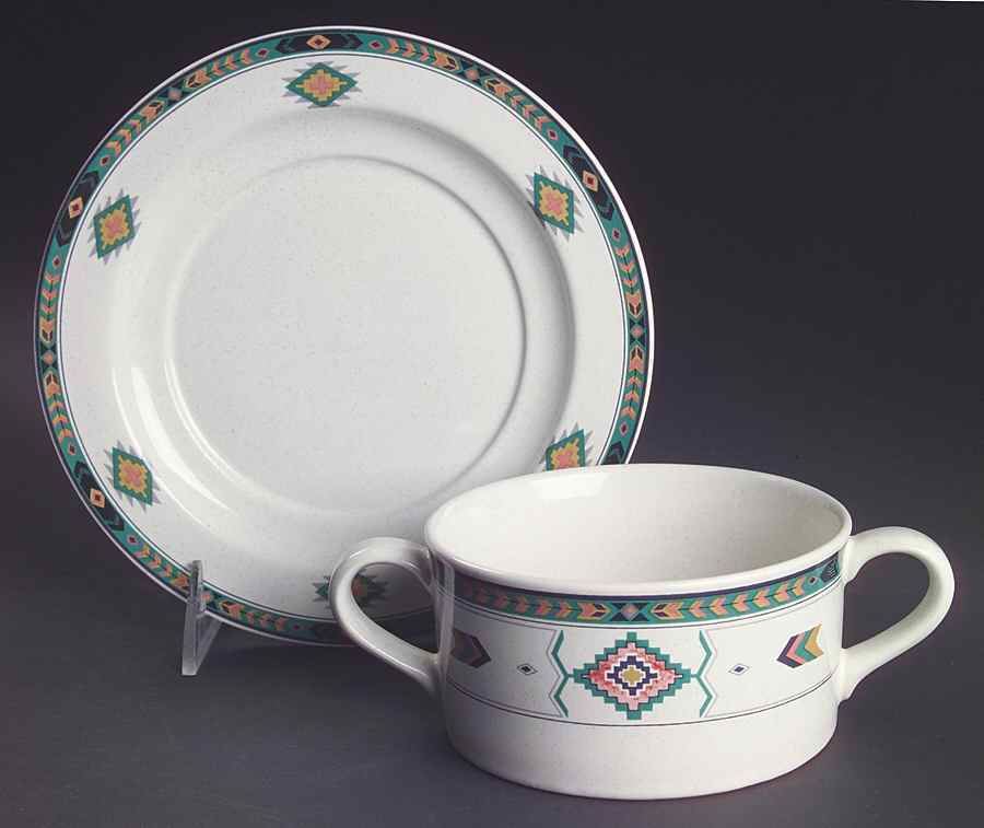 Adirondack Flat Cream Soup Bowl & Saucer Set by Studio Nova-1