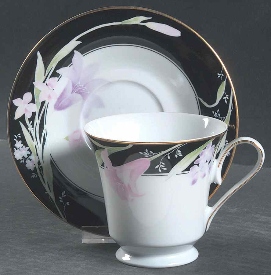 Balmoral Black Footed Cup & Saucer Set by Studio Nova-1