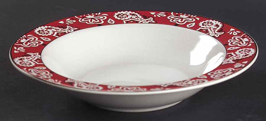 Bandana Red Rim Soup Bowl by Studio Nova-1