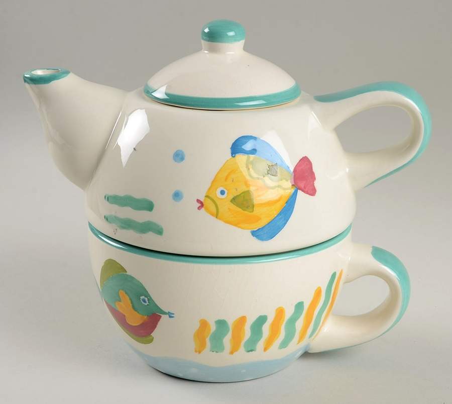 Barrier Reef Individual Teapot & Lid with Cup by Studio Nova-1