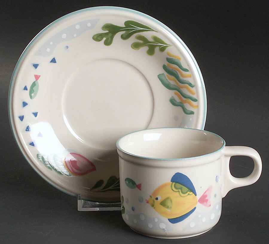 Barrier Reef Flat Cup & Saucer Set by Studio Nova-1