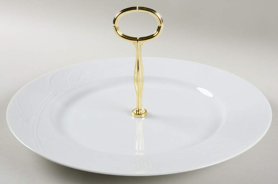 Bamboo White Round Serving Plate with Handle (CH) HC by Studio Nova-1