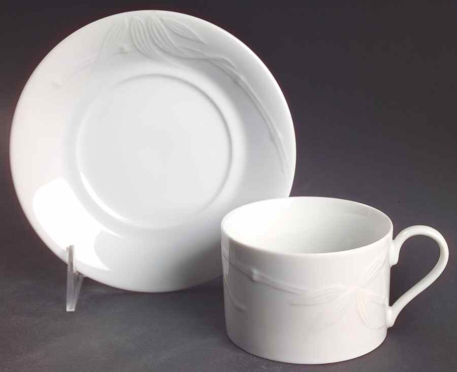 Bamboo White Flat Cup & Saucer Set by Studio Nova-1