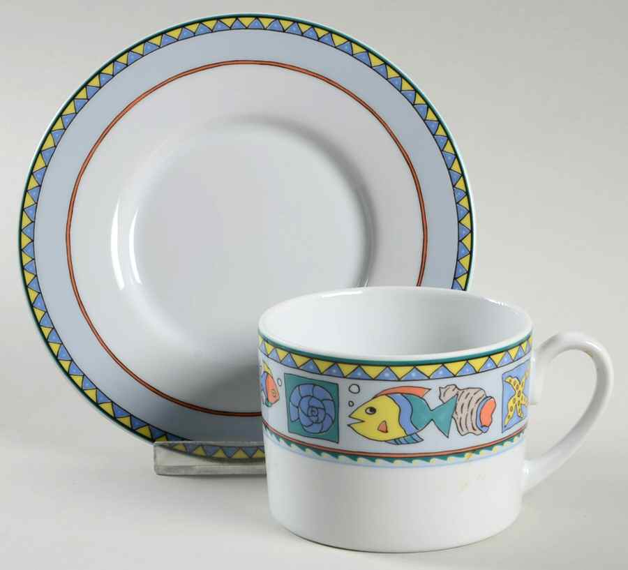 Beach Party Flat Cup & Saucer Set by Studio Nova-1