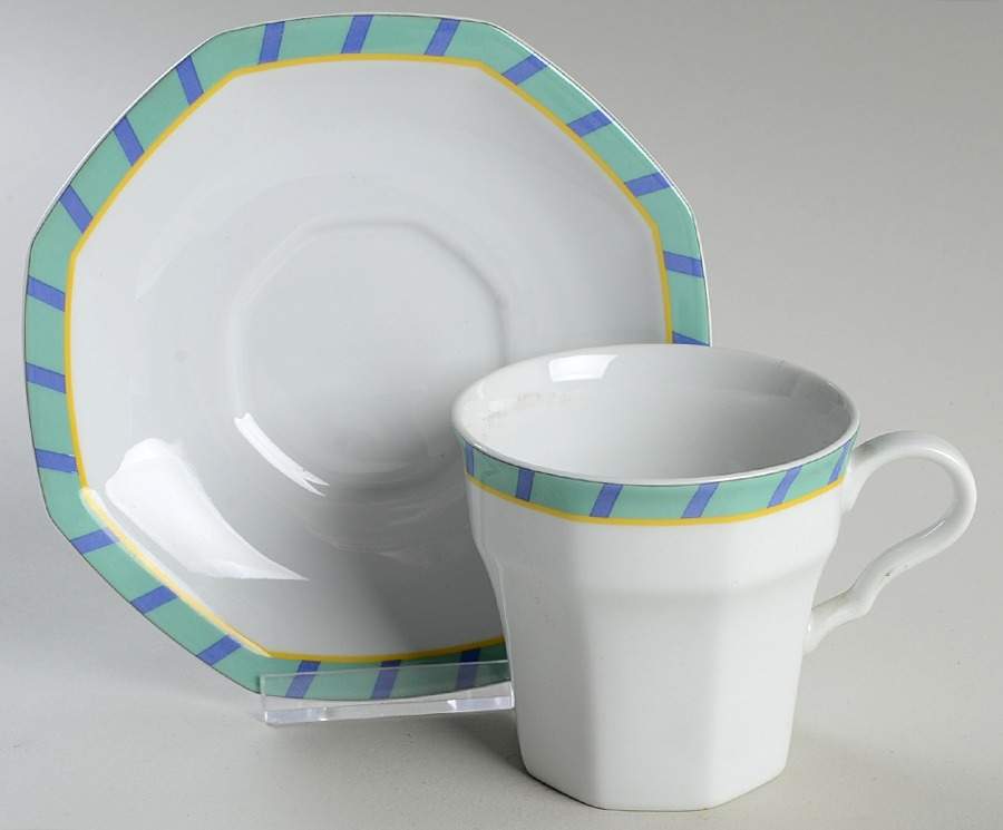 Blue Lights Flat Cup & Saucer Set by Studio Nova-1