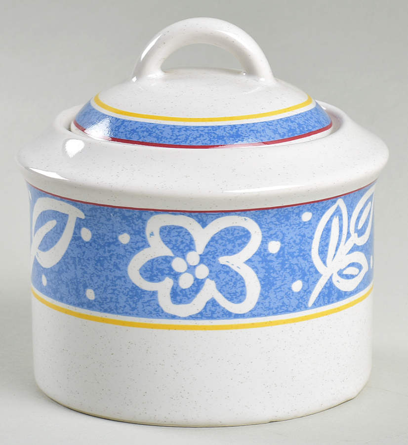 Block Print Sugar Bowl & Lid by Studio Nova-1