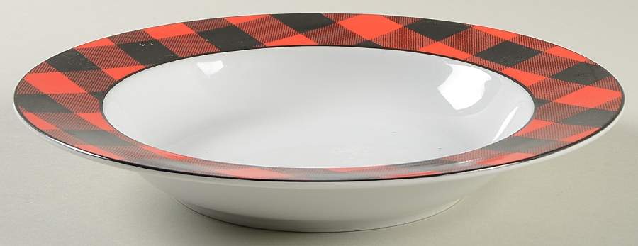 Buffalo Plaid Red Large Rim Soup Bowl by Studio Nova-1