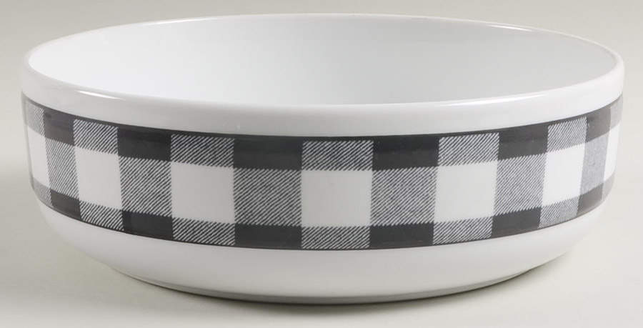 Buffalo Plaid Black and White 9" Round Vegetable Bowl by Studio Nova-1