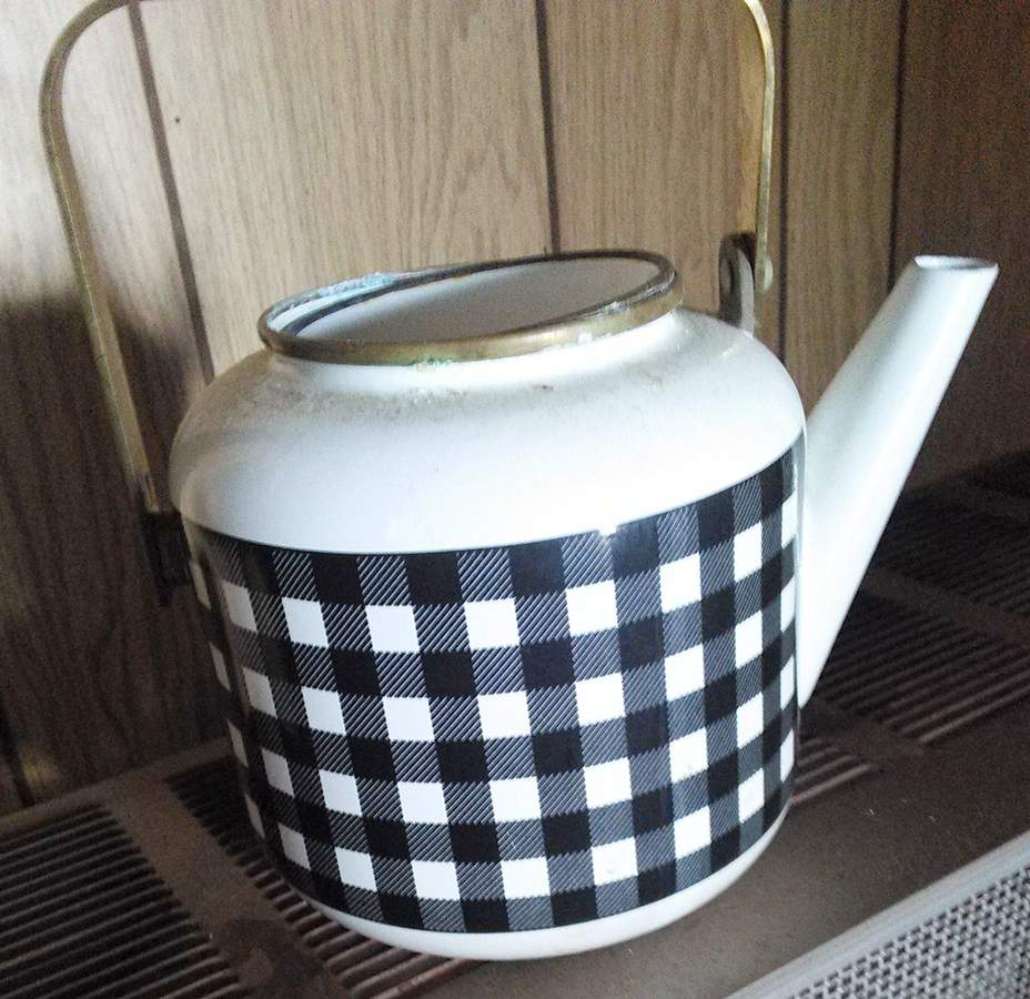 Buffalo Plaid Black and White Metal Kettle No Lid by Studio Nova-1