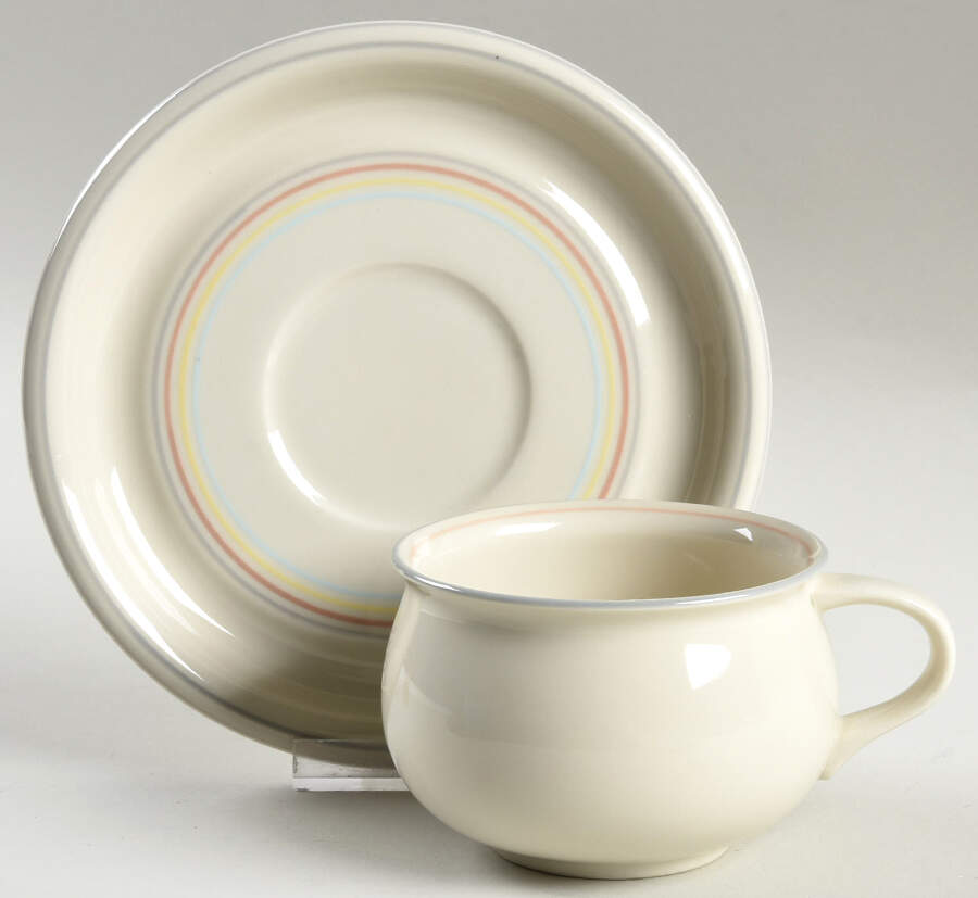 Candy Stripe Flat Cup & Saucer Set by Studio Nova-1