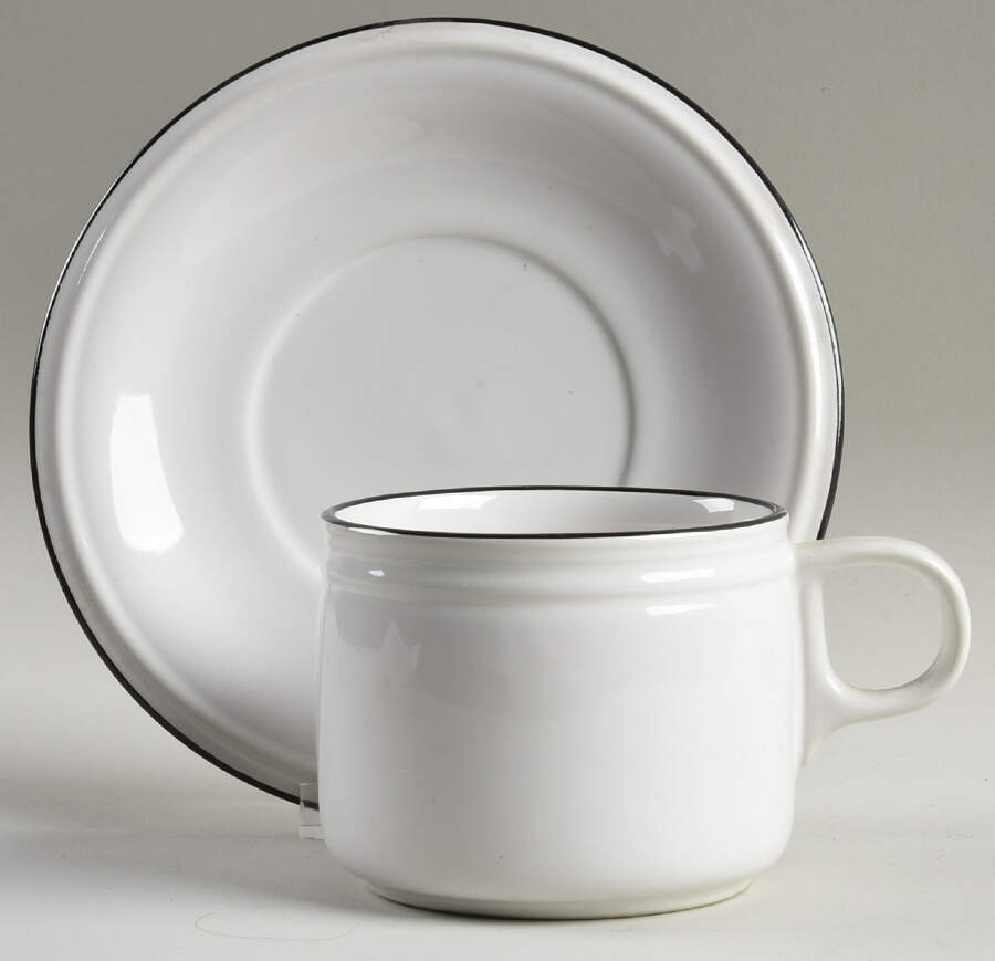 Chromatics Black Flat Cup & Saucer Set by Studio Nova-1