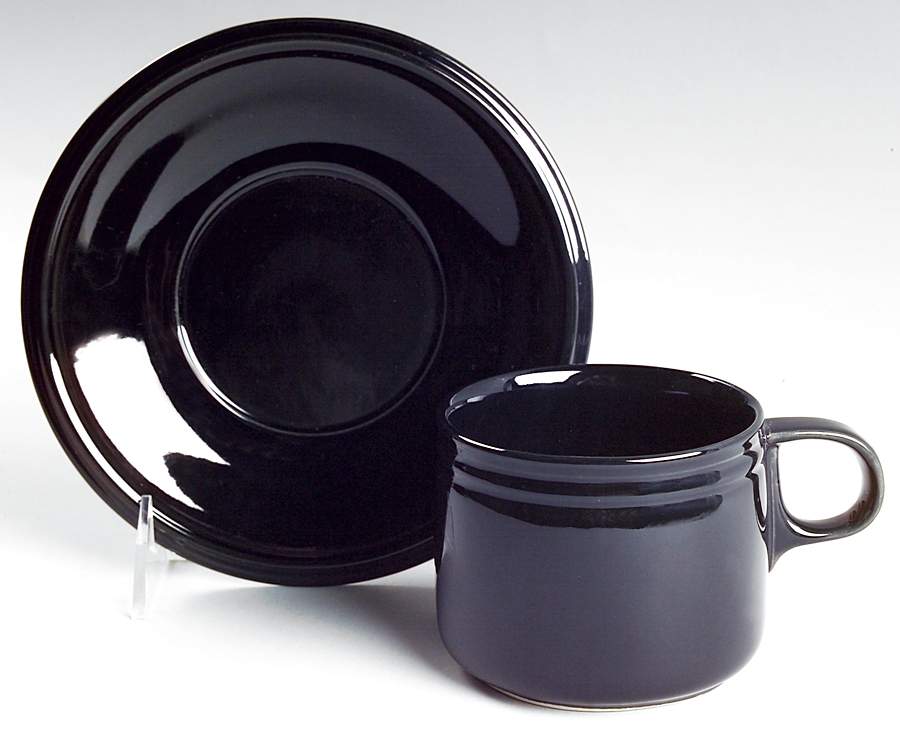 Classic Ebony Flat Cup & Saucer Set by Studio Nova-1