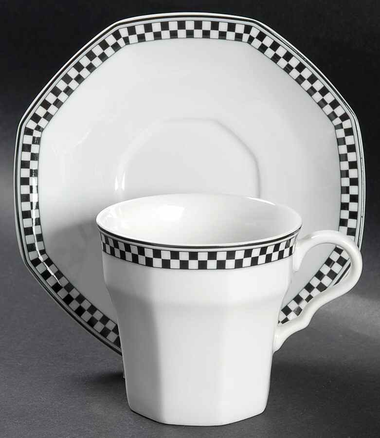Country Cafe Black Flat Cup & Saucer Set by Studio Nova-1