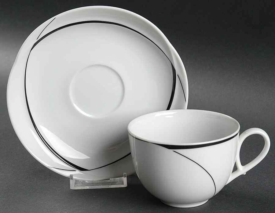 Cortina Black Flat Cup & Saucer Set by Studio Nova-1