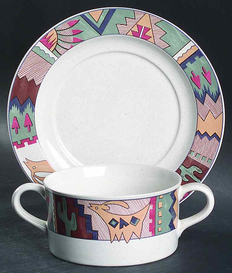 Deer Run Flat Cream Soup Bowl & Saucer Set by Studio Nova-1