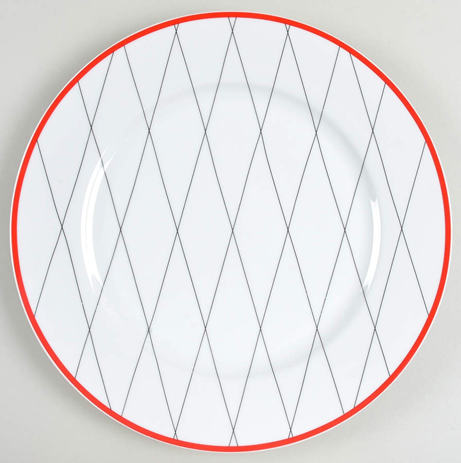 Fashion Grid Red 12" Chop Plate (Round Platter) by Studio Nova-1