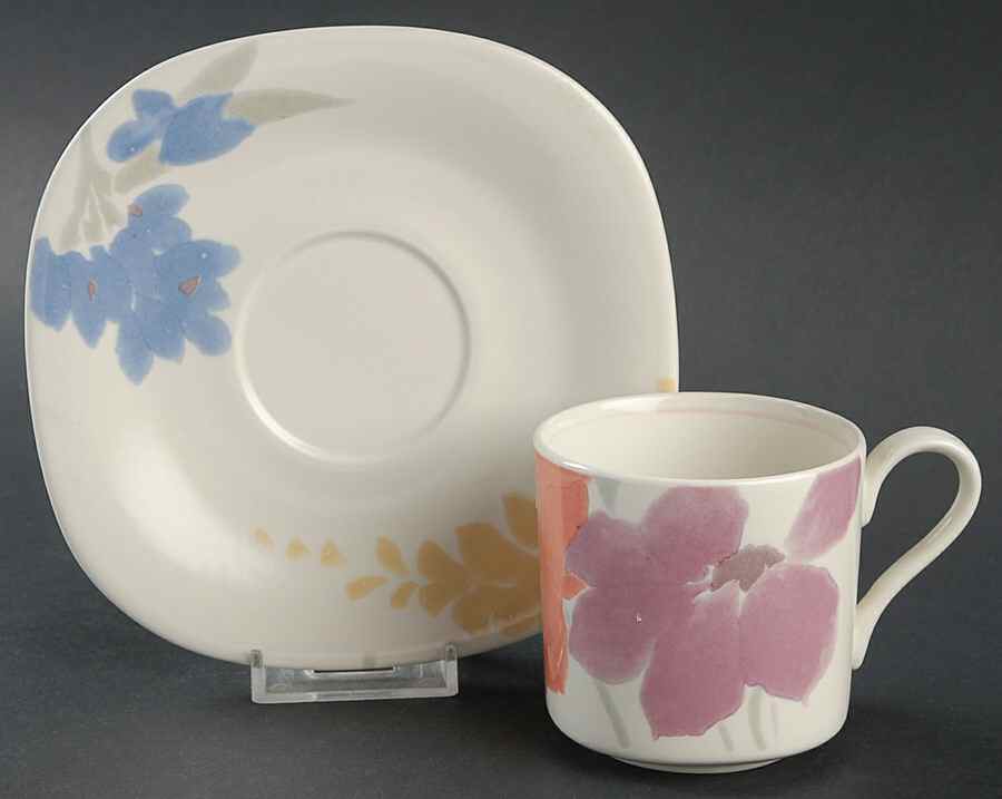 Floral Splendor Flat Cup & Saucer Set by Studio Nova-1