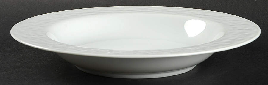 French Basket White Large Rim Soup Bowl by Studio Nova-1