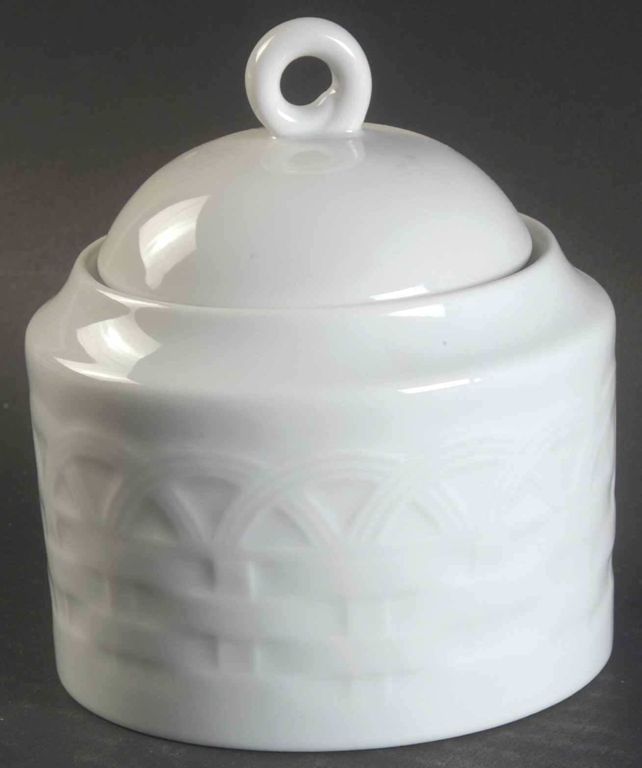 French Basket White Sugar Bowl & Lid by Studio Nova-1