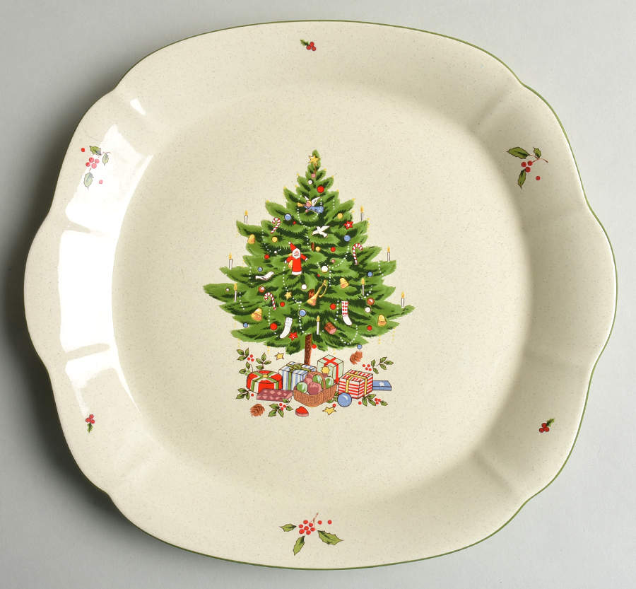 Holiday Season Square Handled Cake Plate by Studio Nova-1