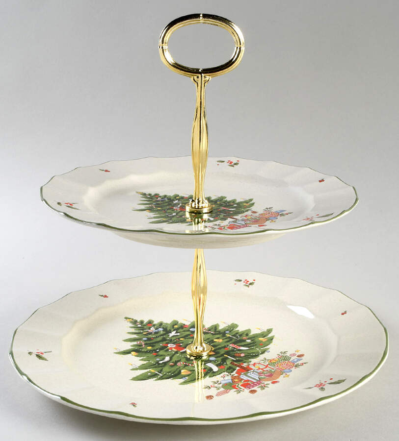 Holiday Season 6 5/8"-10"  2 Tiered Serving Tray (Dp, Sp) HC by Studio Nova-1
