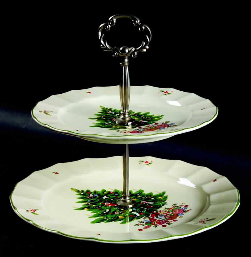 Holiday Season 2 Tiered Serving Tray (Dinner & Salad Plate) by Studio Nova-1