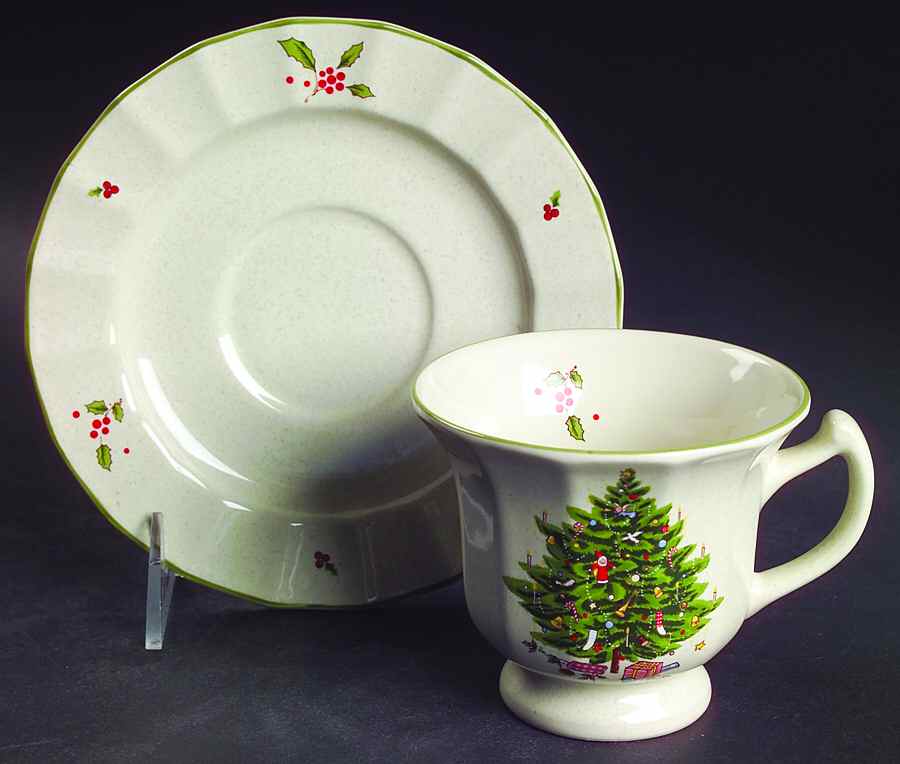 Holiday Season Footed Cup & Saucer Set by Studio Nova-1