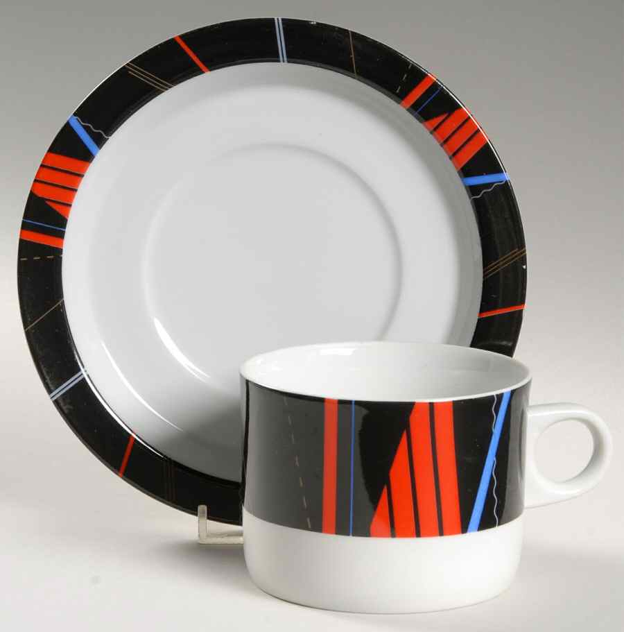 Jazz Black Flat Cup & Saucer Set by Studio Nova-1