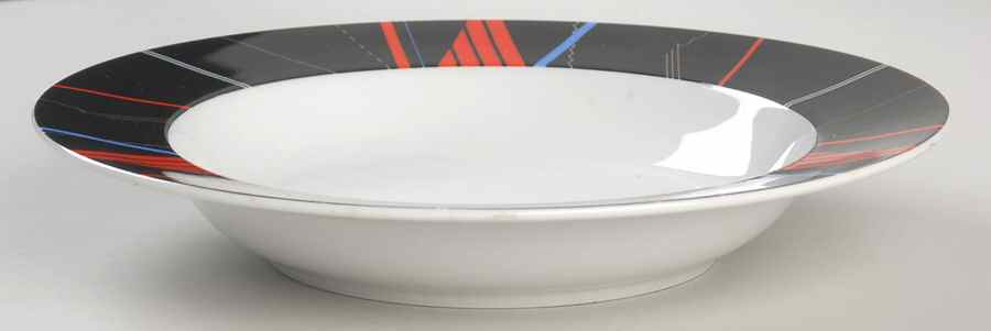 Jazz Black Large Rim Soup Bowl by Studio Nova-1