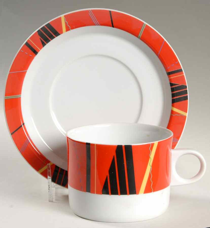 Jazz Red Flat Cup & Saucer Set by Studio Nova-1