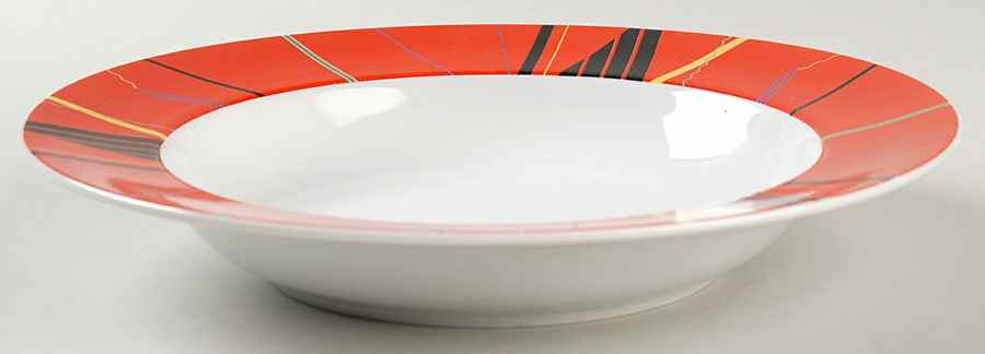 Jazz Red Large Rim Soup Bowl by Studio Nova-1