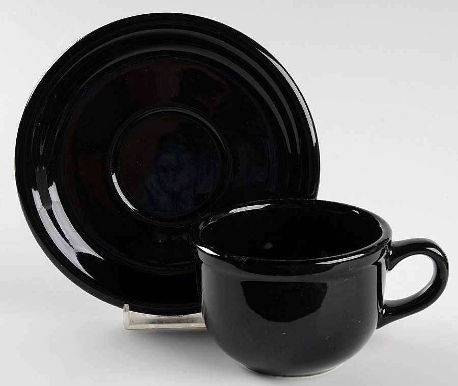 Lacquer Black Flat Cup & Saucer Set by Studio Nova-1