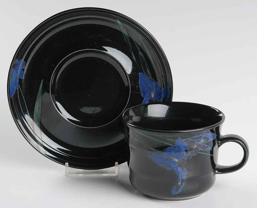 Midnight Meadow Flat Cup & Saucer Set by Studio Nova-1