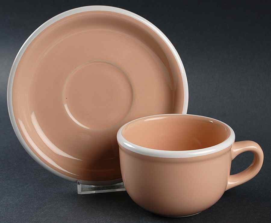Peaches N Cream Flat Cup & Saucer Set by Studio Nova-1